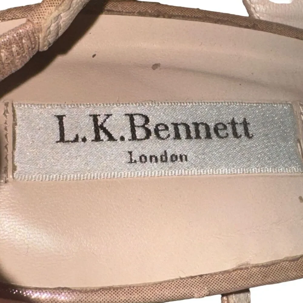 LK Bennett Lourdes Stiletto Heels Womens 10 Rose Pink Metallic Leather Slingback